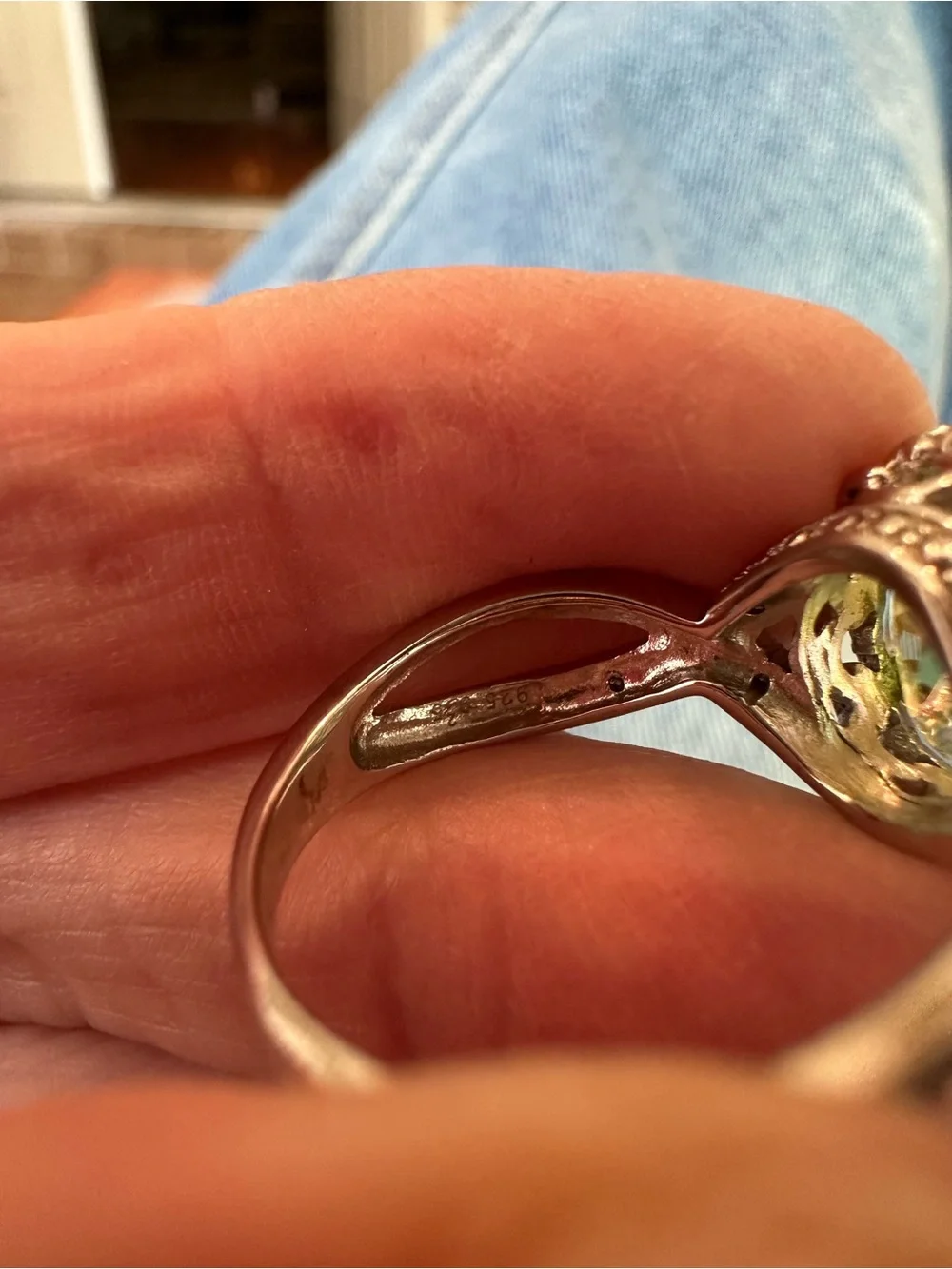 Heart-Cut Green Crystal Cocktail Ring - Unbranded